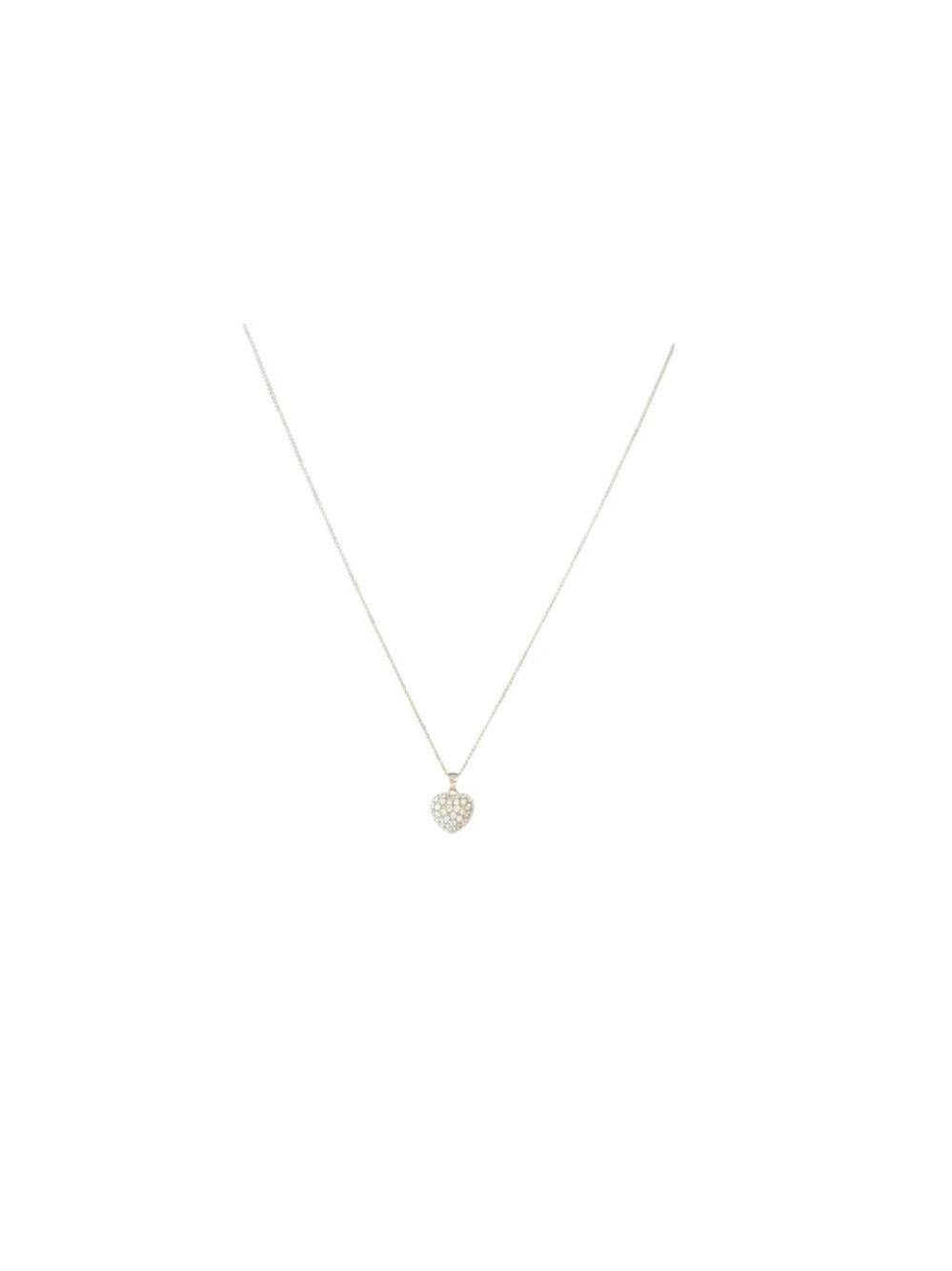 Unbranded Sterling Silver Pave Heart Necklace